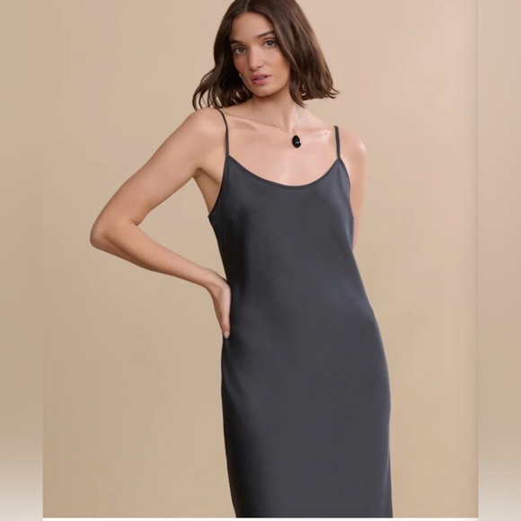 Jenni Kayne Cleo Slip satin Dress in black slate - Picture 6 of 10